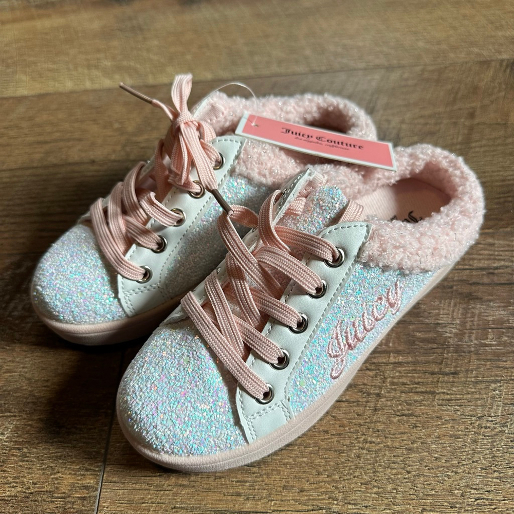 Girls Juicy Couture Slippers 13 (Little Girl) White Pink Glitter